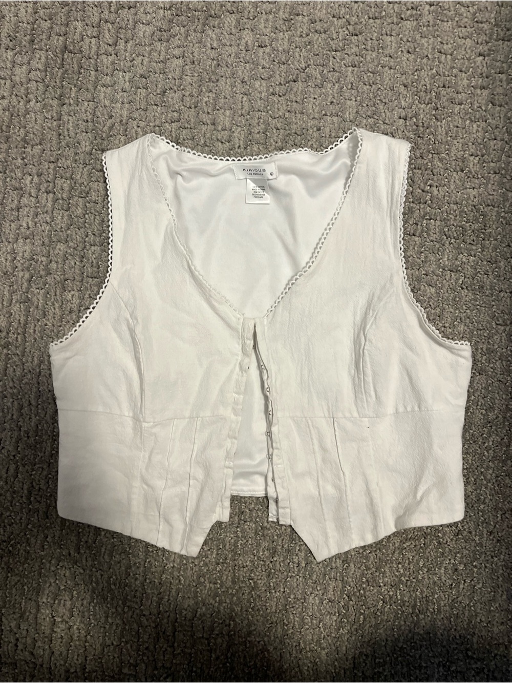 White Lace-Trim Cropped Vest Top